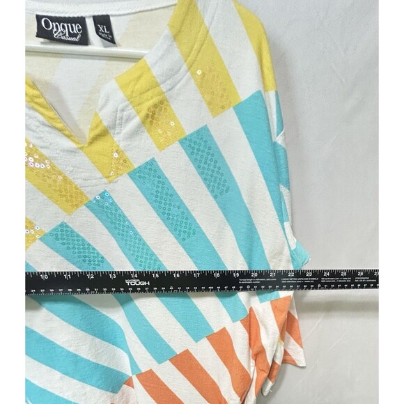 Onque Casual Womens XL Nautical 3/4 Sleeve Top - Picture 3 of 8